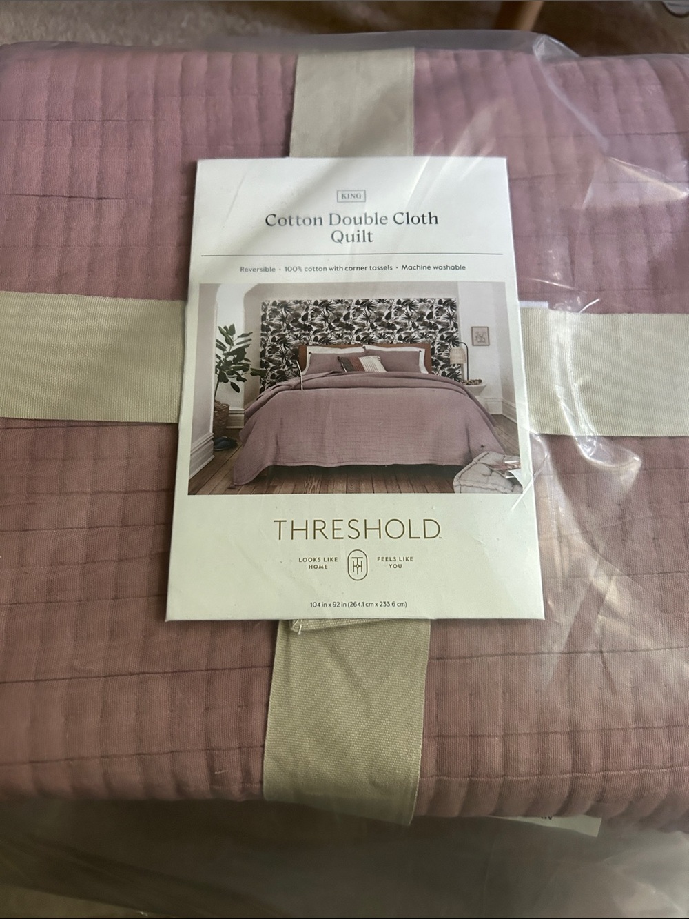 Threshold King Cotton Double Cloth Quilt - Mauve